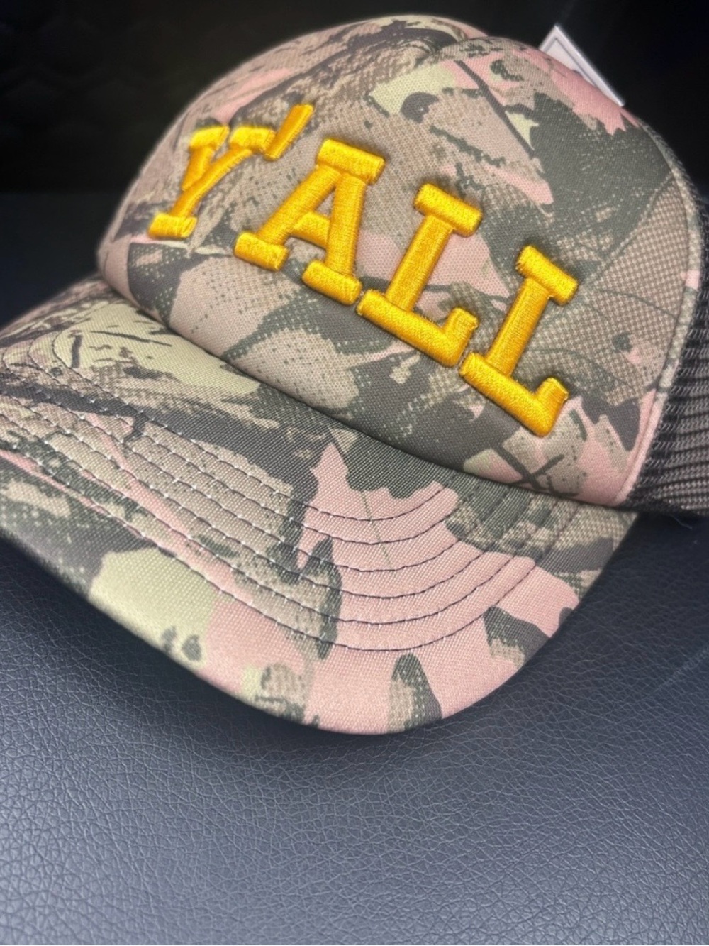 Lee Ladies Camo Trucker Hat with Yellow Embroidery - Picture 3 of 6